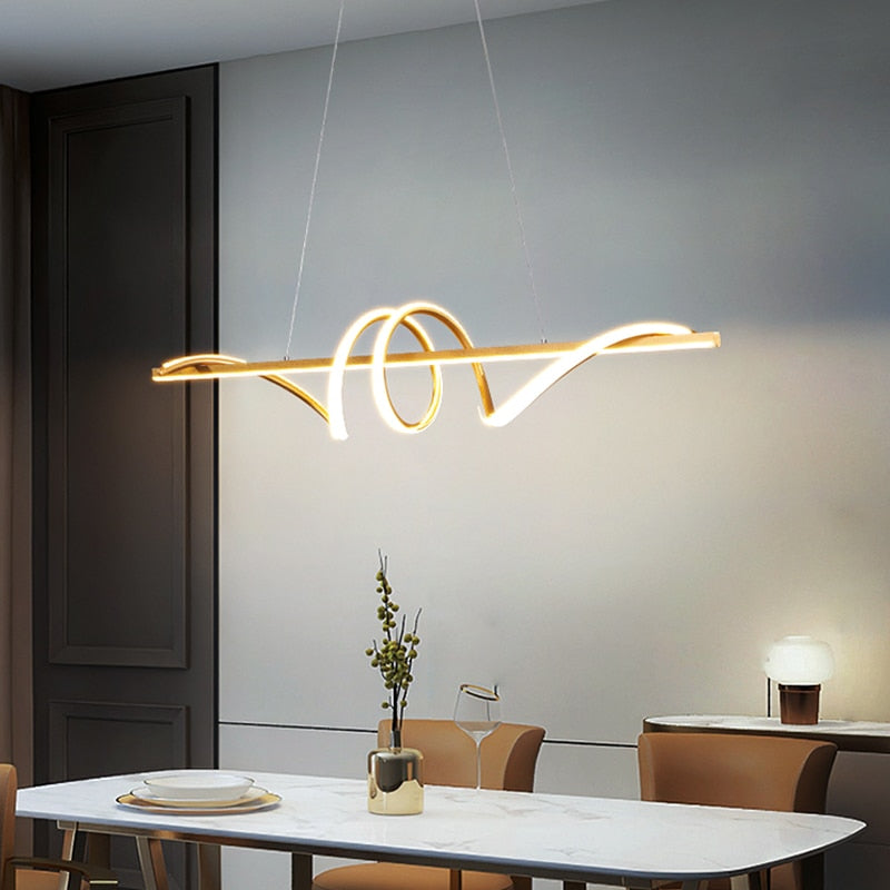 modern linear chandelier gold