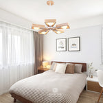 large wood chandelier bedroom