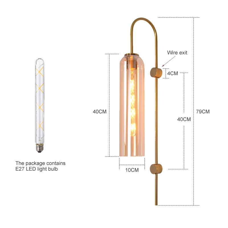 modern Long Tube Glass Wall Sconce