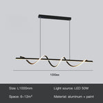 black linear chandelier