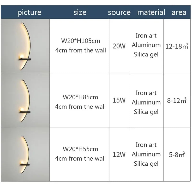 modern crescent wall light