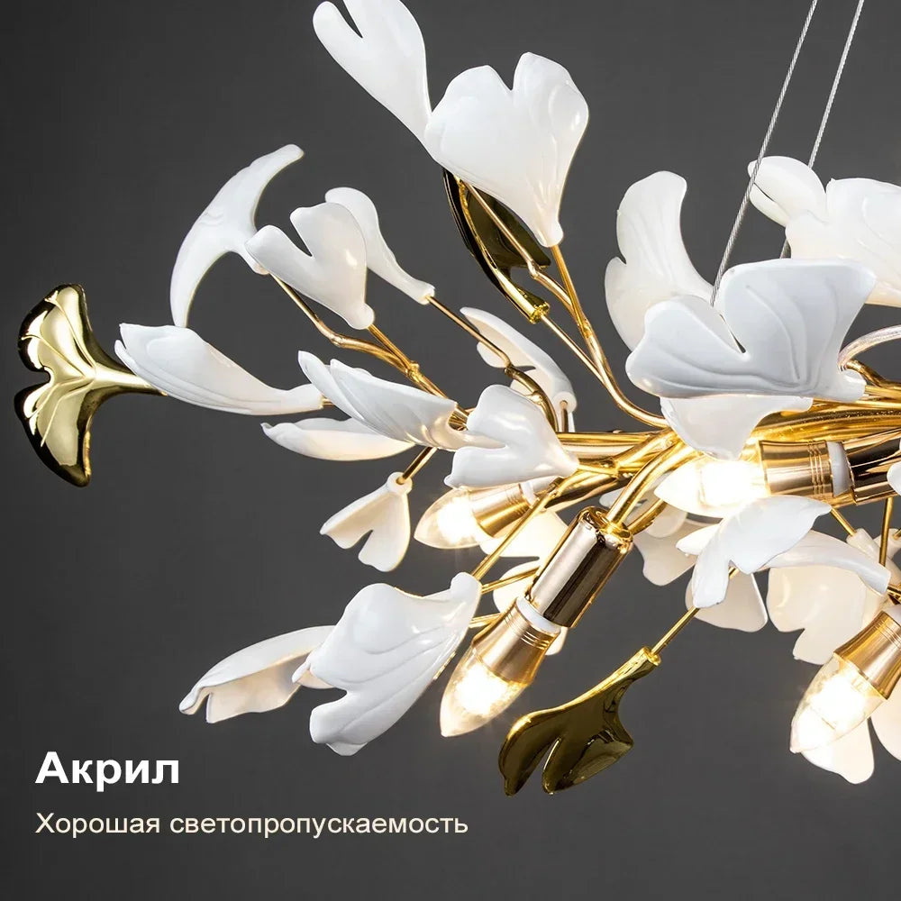 modern gingko ceramic chandelier