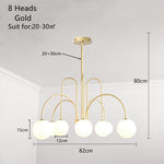 8 heads frosted glass ball chandelier