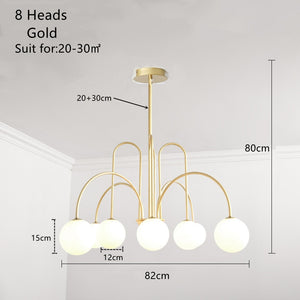 8 heads frosted glass ball chandelier