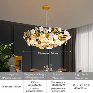 modern round gold chandeliers flower