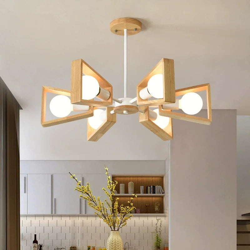 modern wood sputnik chandelier