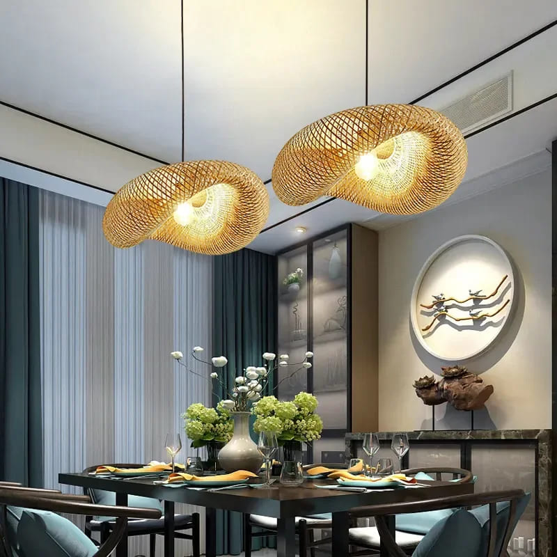 natural bamboo pendant light dining room