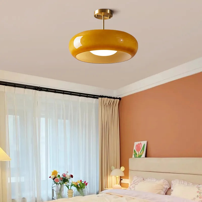 nordic yellow glass ceiling ligh bedroom