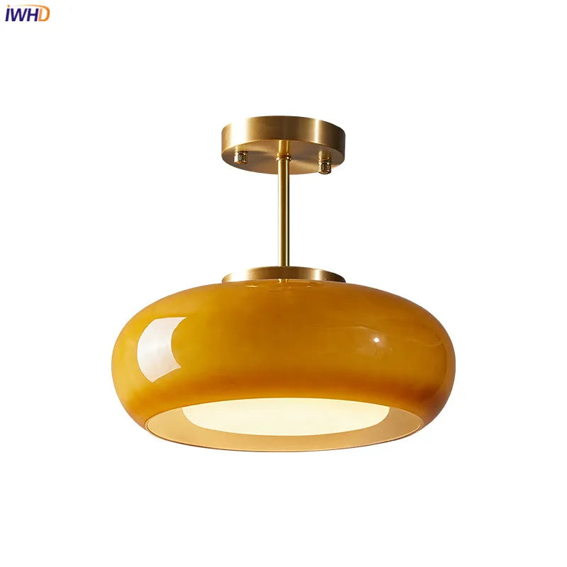 nordic yellow round glass pendant light