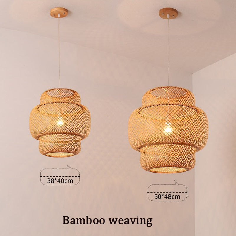 pendant light bamboo woven