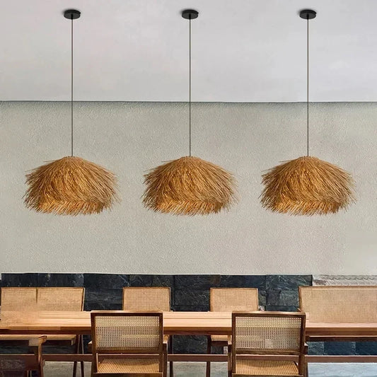 Rattan pendant light for dining room decor