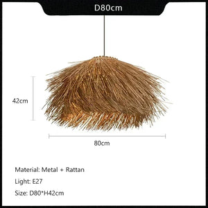 natural straw rattan pendant light 31.49 inch