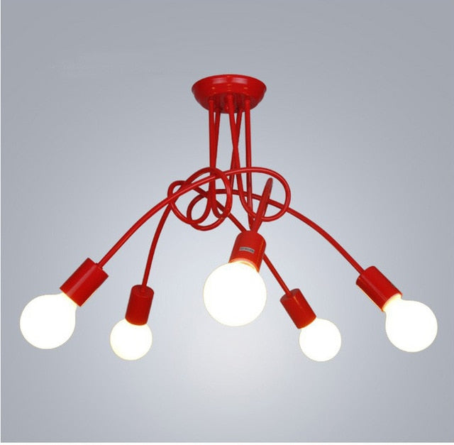 red sputnik light fixture