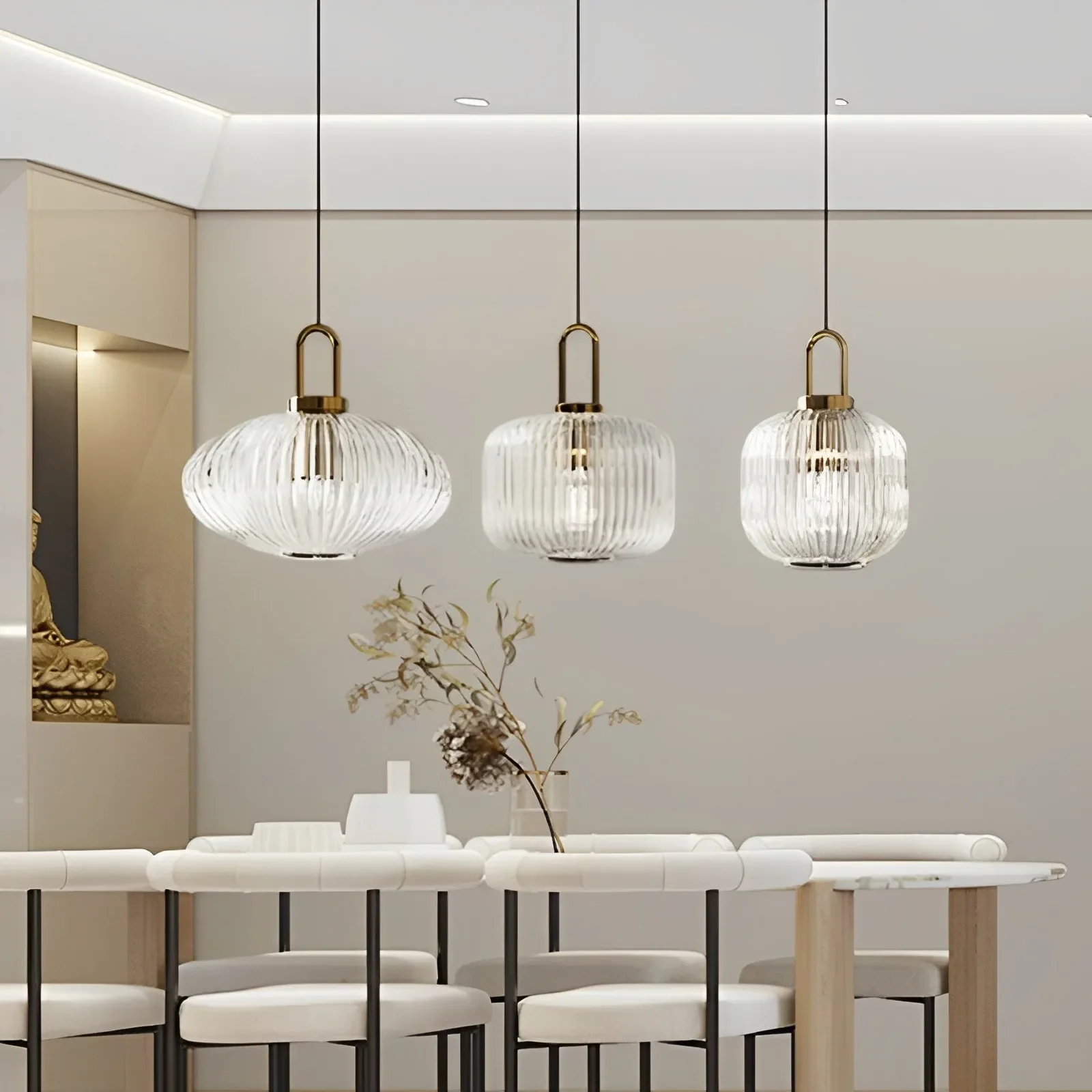 ribbed glass pendant light