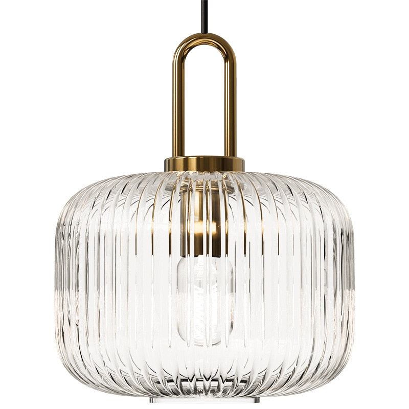 ribbed glass pendant light fixture​