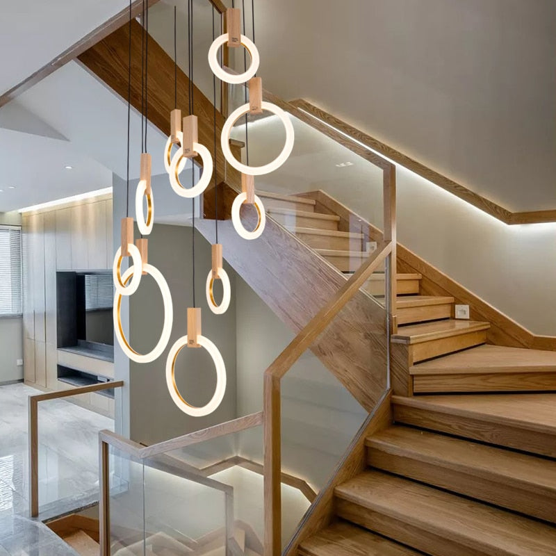 ring staircase chandelier