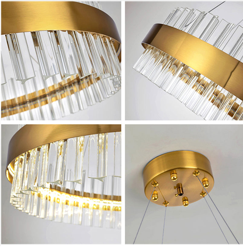 round crystal chandelier gold