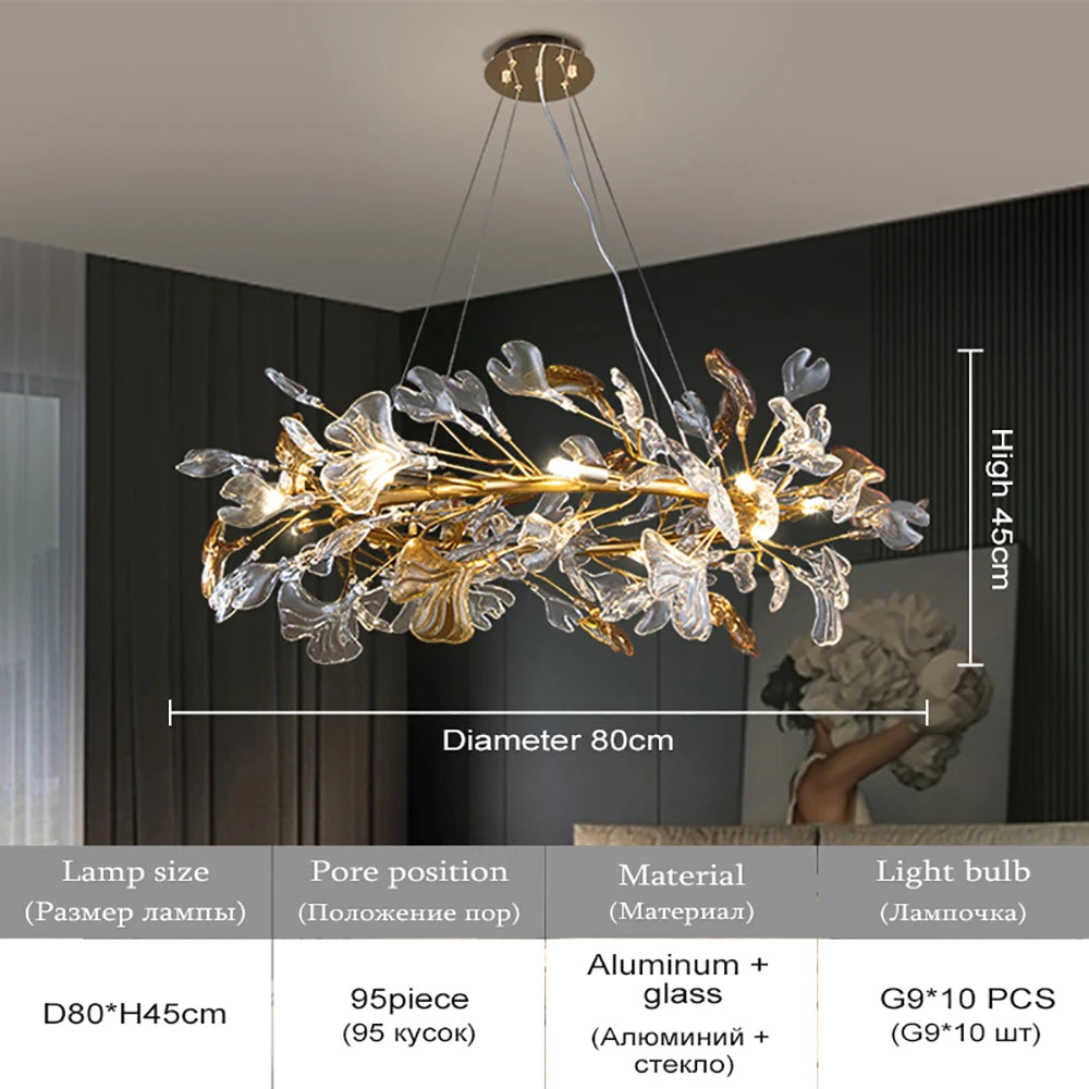 round gingko transparent chandelier