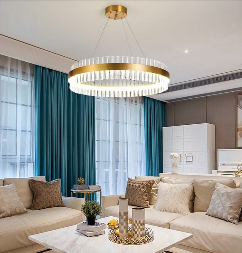 round gold crystal chandelier