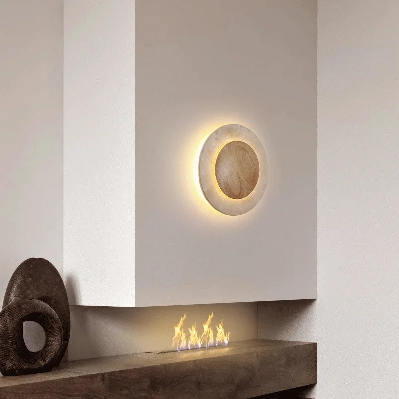 round natural stone wall lights