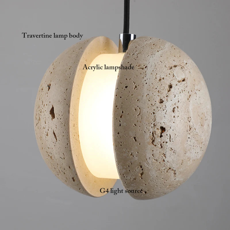round travertine pendant lamp