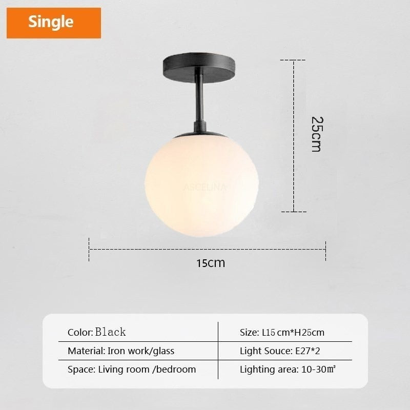 single light glass globe ceiling light