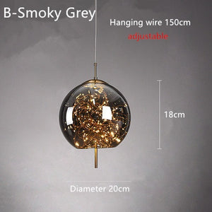smoked globe glass pendant light