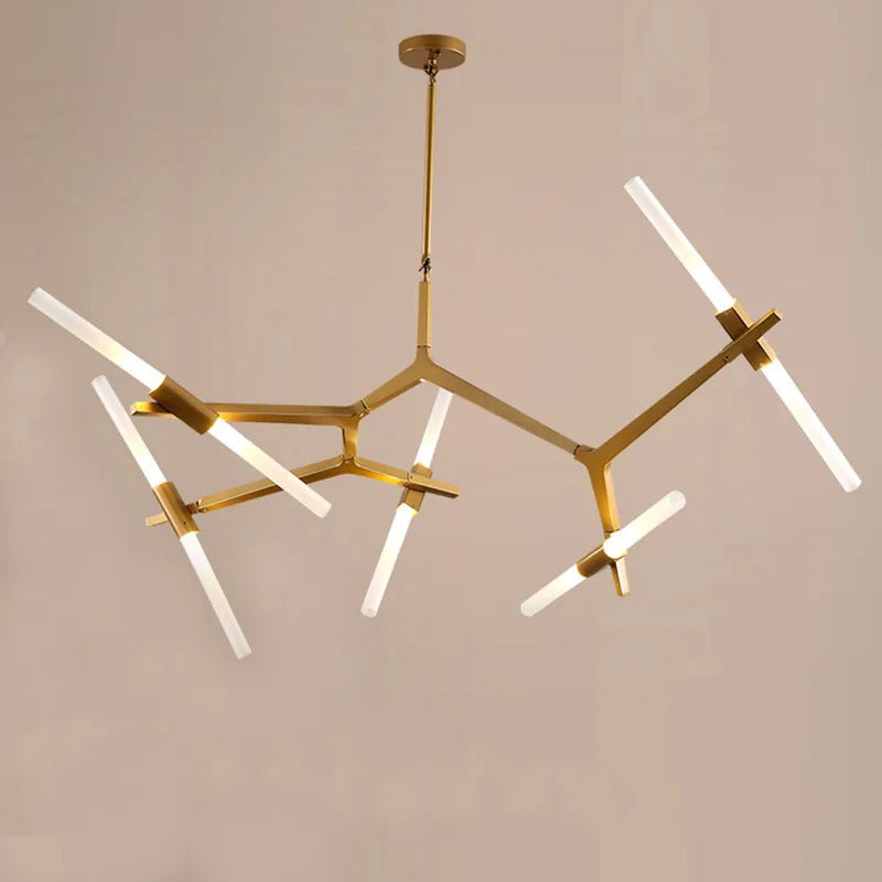 5 arms gold sputnik light fixture