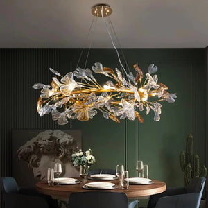 transparent leaf chandelier