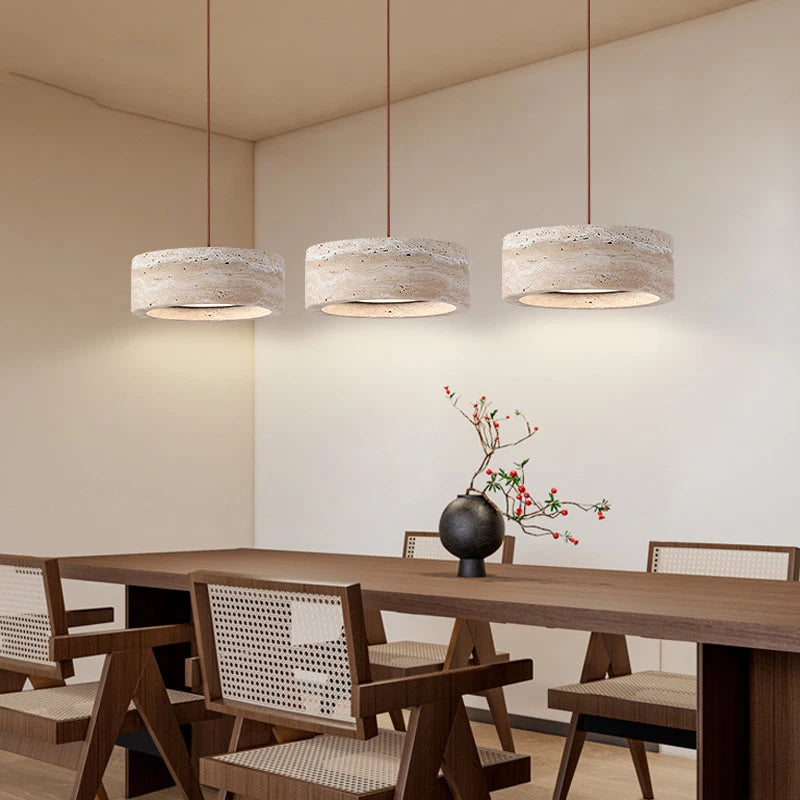 travertine stone round pendant light