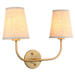 wall sconce fabric shade gold with 2 lights