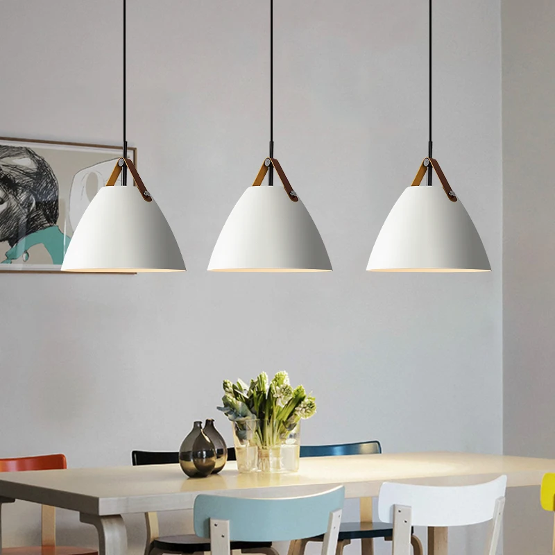 white cone pendant light dining room