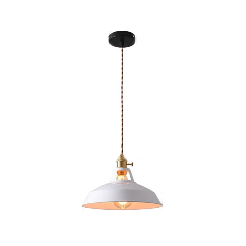 white vintage industrial pendant light