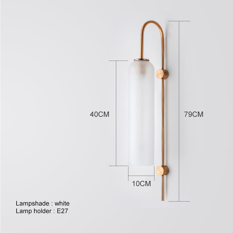 white Long Tube Glass Wall Sconce