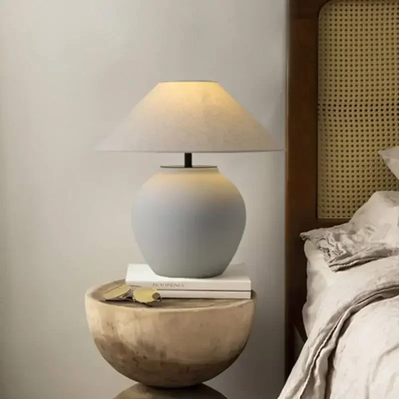 white ceramic table lamp