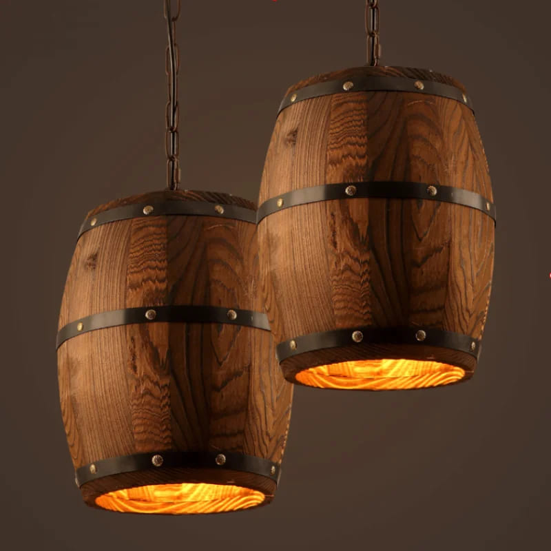 wine barrel wood light fixtures