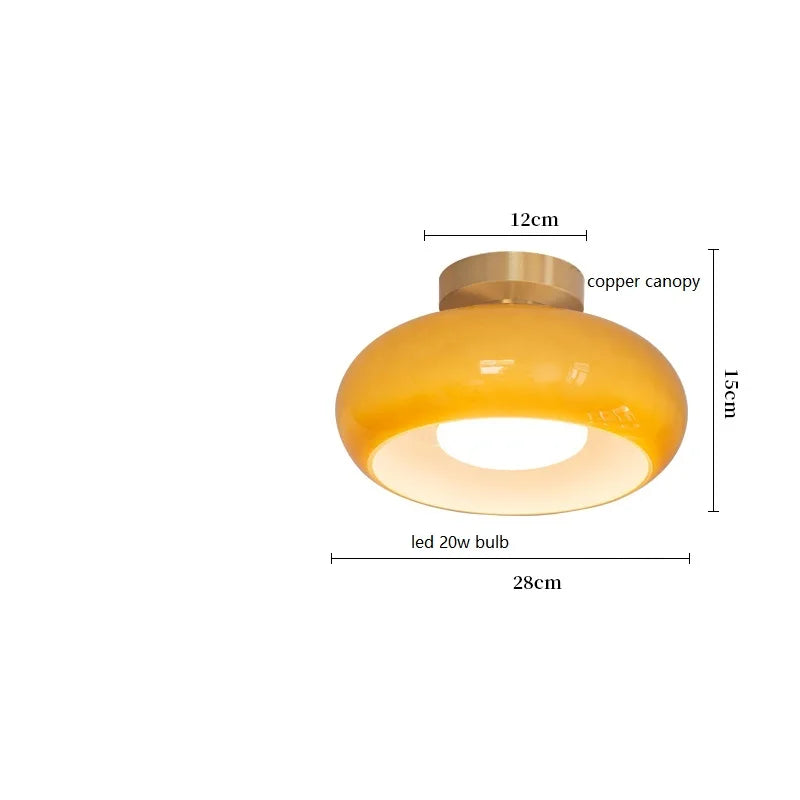 yellow round flush mount ceiling light