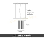 10 heads linear pendant lighting