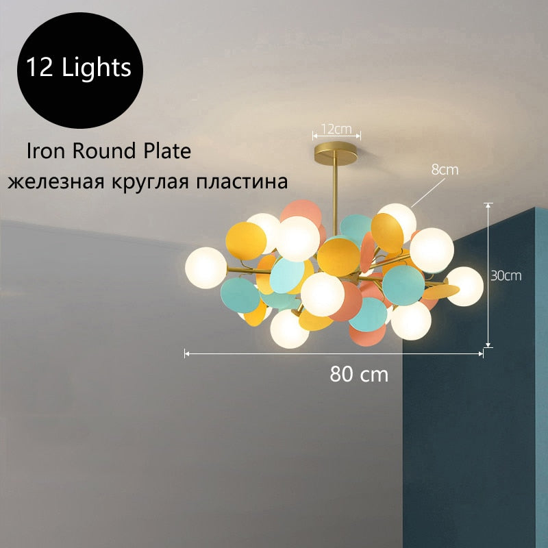 12 lights glass lobe chandelier