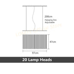 20 heads linear pendant lighting