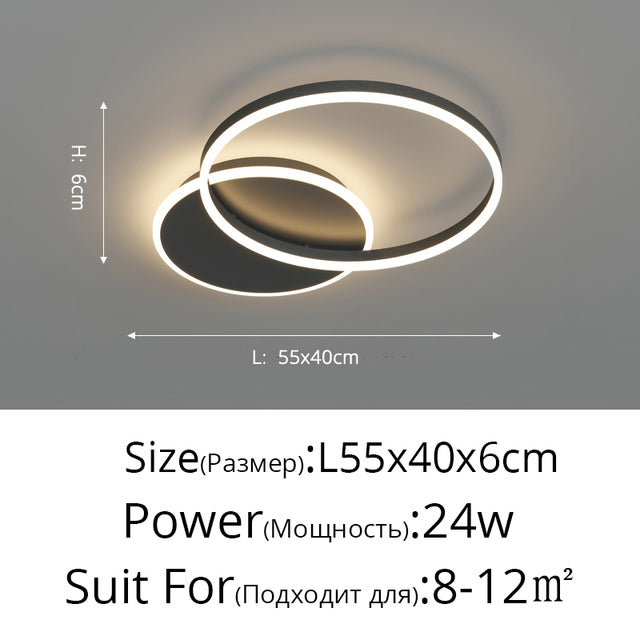 2 heads black led ring ceiling light