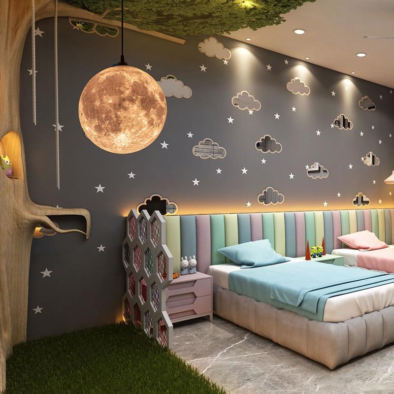 3D lunar texture detail on moon pendant lamp