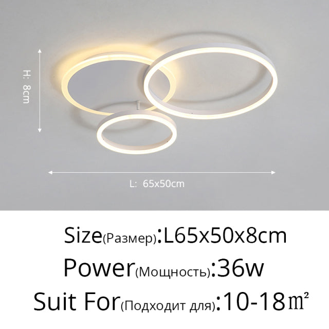 3 heads white led ring ceiling light