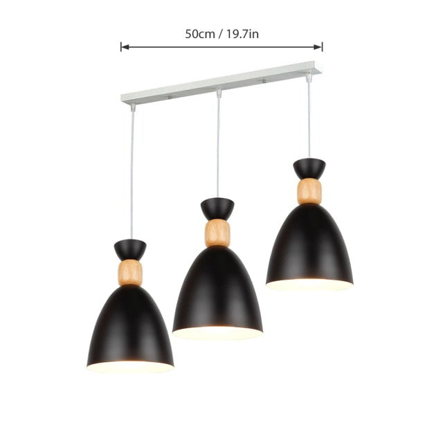 3 light black pendant dining room light
