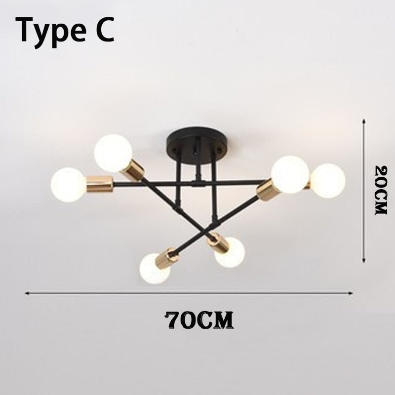 6 heads black large sputnik chandelier