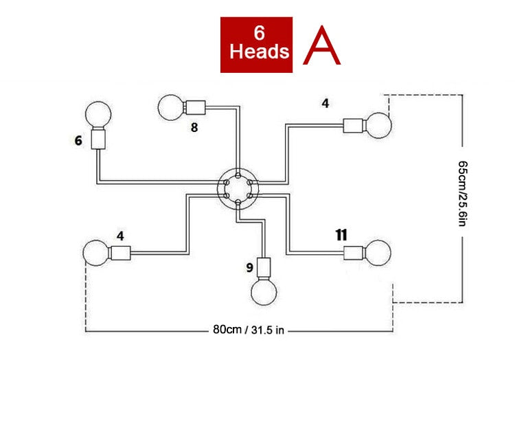 6 heads sputnik ceiling light