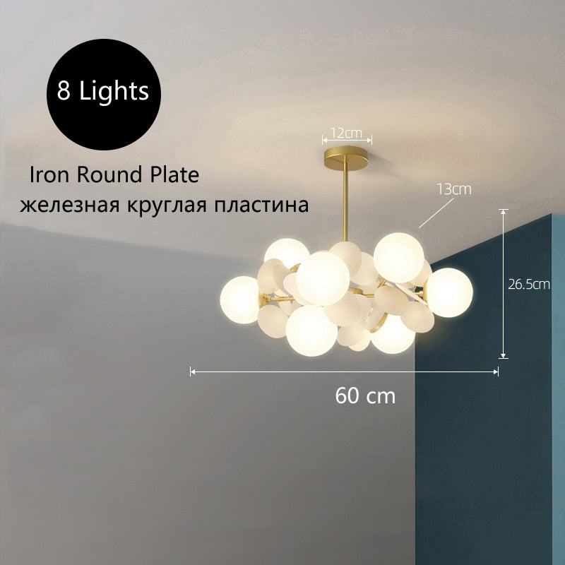 8 lights glass globe chandelier