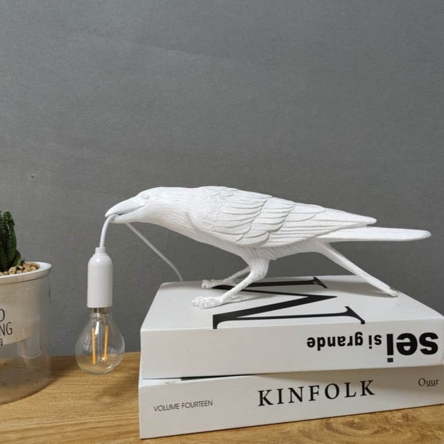 Iron Crow Bird Lamp with soft glow