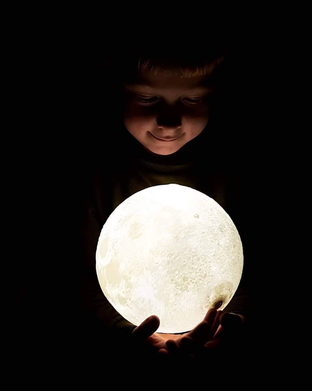LED moon night light glowing in the dark