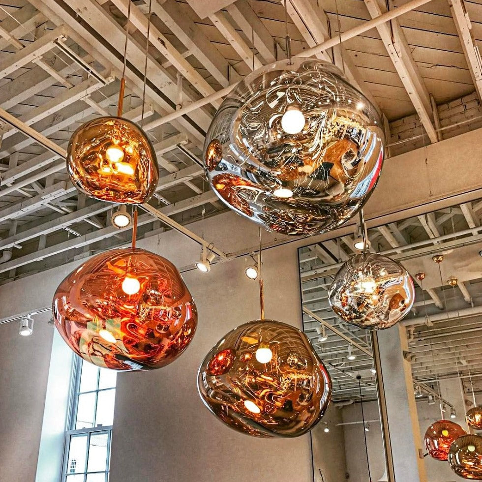 Modern LED Pendant Light with Warm Glow - Lava Glass Design